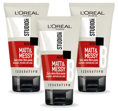 Immagine prodotto di 3 confezioni di L'Oréal Paris Studio Line Matt & Messy Fibre Paste - 150 ml - Confezione vantaggiosa - 3 pezzi