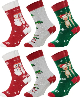 Produktbild von Chili Lifestyle Socks THERMO XMAS bunte Thermosocken 6 Paar Weihnachtssocken Damen Herren 35-38 / 39-42 / 43-46