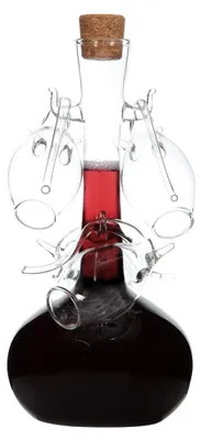 Portwein-Dekanter mit 4 Sipper-Gläsern, handgeblasen, 148 ml