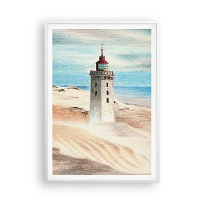 Produktbild von Gerahmtes Poster - Weißer Rahmen - Laterne Meer Bild - 70x100 cm - Wand Bild - Wanddeko - Wandbilder - Kunstposter - Wandposter - Bilderrahmen - Bilder - Kunstdruck - Wanddekoration - P2WPA70x100-4764