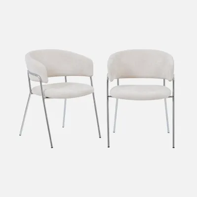 Produktbild von sweeek - 2er-Set Vintage-Sessel mit verchromtem Gestell und Stoffbezug - Beige