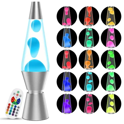 LED Retro-Lampe 37 cm, 17 Farbwechsel, Flüssigkeit & Wachs, Weiß