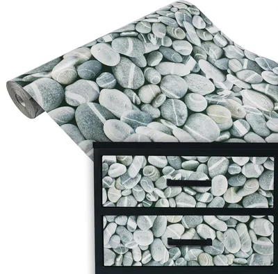 Produktbild von Klebefolie Möbel 45x100 cm - Kiesel Steine - Selbstklebende Möbelfolie in Deko-Stil - Folie für Möbel ideal zum Renovieren von Schränken und Arbeitsplatten