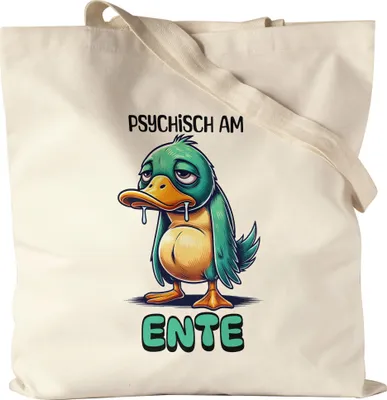 Produktbild von Psychisch am Ente Jutebeutel lustig Humor Ente witziges Geschenk Idee