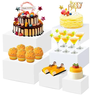 6er Set Würfel-Tortenständer, weiß, für Buffet & Hochzeit