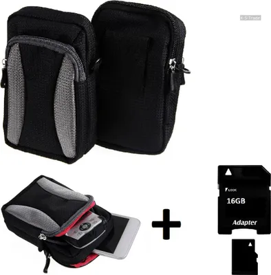 Produktbild von Kompatibel mit Sony FDR-X 3000 R Gürtel Tasche Holster Umhänge Tasche Fototasche Schutz Hülle schwarz-grau + Extrafach K-S-Trade
