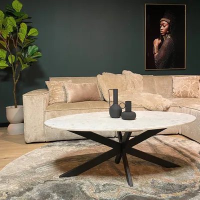 Produktbild von Starfurn - Couchtisch Faye Weißer Marmor - 120 cm - Oval