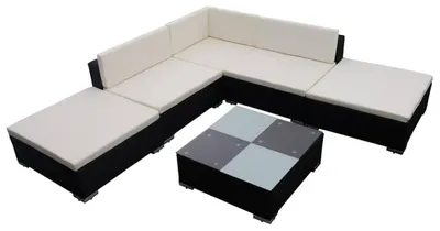 Immagine prodotto di vidaXL Set di 6 pezzi da giardino con cuscini in polirattan nero