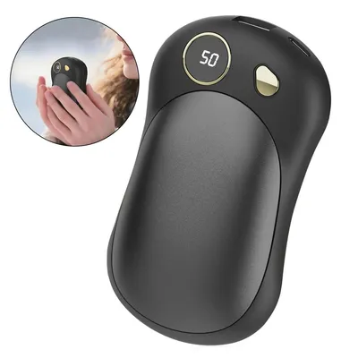 Produktbild von Elektrische Handwärmer, 2er-Set, 10000 mAh, USB-C, 3 Temperaturstufen, wiederverwendbar, ideal für Weihnachten, Winter, Reisen & Outdoor-Aktivitäten