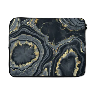 Produktbild von MuchoWow® Laptop Hülle 17 Zoll Laptoptasche Geode - Gold - Marmor - Steine - Zipper - Schutzabdeckung