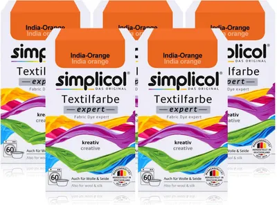 Produktbild von Simplicol Textilfarbe expert India-Orange 150g - Farbe zum Färben (5er Pack)