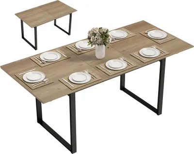 Produktbild von HOMCOM Esstisch ausziehbar 140/180 x 80 cm Esszimmertisch für 6-8 Personen Natur