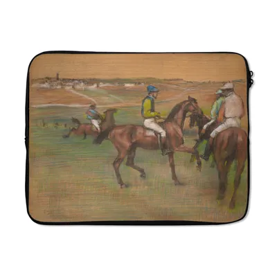 Produktbild von MuchoWow® Laptop Hülle 17 Zoll Laptoptasche Rennpferde - Gemälde von Edgar Degas - Zipper - Schutzabdeckung