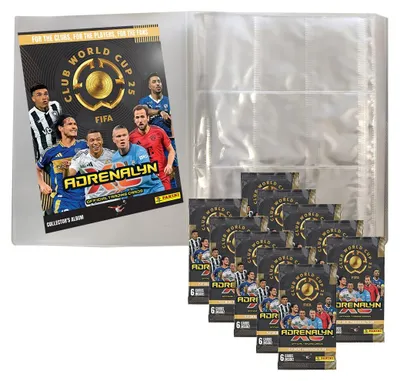 Immagine prodotto di Carte collezionabili Adrenalyn XL della Coppa del Mondo per club FIFA 2025  - 1 album vuoto + 10 buste