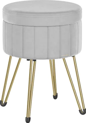 Produktbild von SONGMICS Sitzhocker, Hocker mit Stauraum, Samt Schminkhocker, runder Sitzhocker, 39 cm d, 44,4 cm H, 4 Metallbeine, für Ankleidezimmer, Wohnzimmer