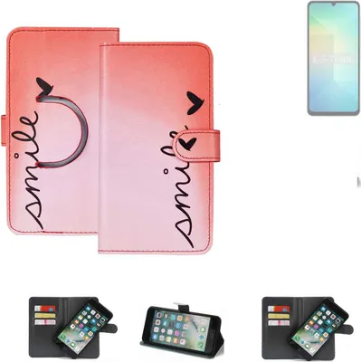 Produktbild von K-S-Trade Schutzhülle Handyhülle kompatibel mit Samsung Galaxy A06 Hülle cover bookstyle Etui ''smile'' rot Standfunktion Kameraschutz (1Stk)