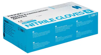 Produktbild von KINGFA Nitril-Handschuhe Blau 100 Stück puderfrei : S Größe: S