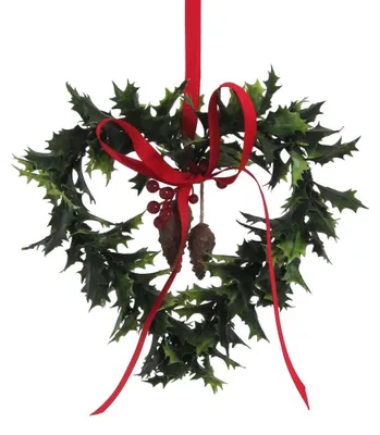 Produktbild von Künstliches ILEXHERZ 15-20cm. Ilex Christdorn Türkranz Herzhänger Herz