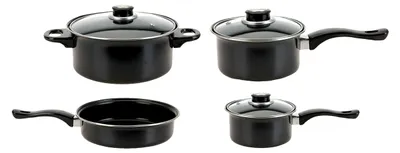 Produktbild von Camping Kochtopf Set 4-teilig Outdoor mit 3 Kochtöpfen und 1 Pfanne