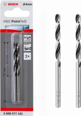 Produktbild von Bosch  Professionel HSS- PointTeQ Ø 4 x 43 x 75  mm 2 Stk.Metallbohrer