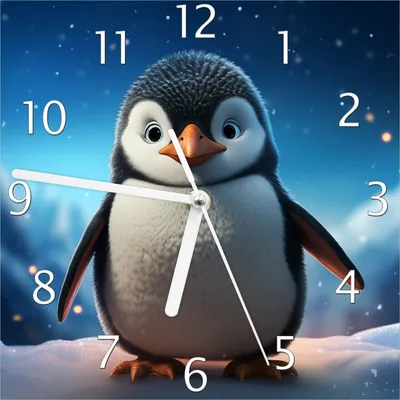 Produktbild von Wallario Design Wanduhr Eisbewohner im Winterwunderland aus Echtglas, Größe 20 x 20 cm