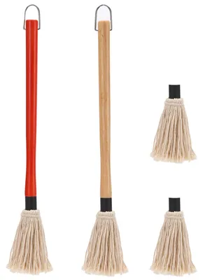 Imagen del producto de Juego de cepillos para parrilla, 2 unidades, con mango de madera de 45,7 cm de largo, incluye 2 cepillos de repuesto, ideal para barbacoas y parrillas