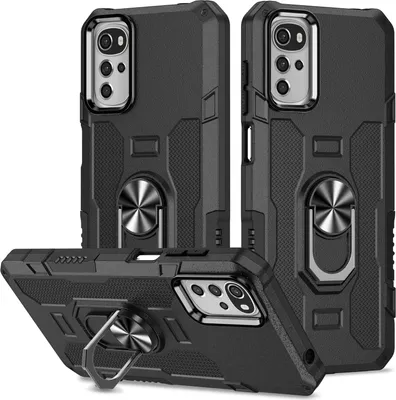 Produktbild von Moto G22 Hülle, Dual Layer Robuste Rüstung Ringhalter Ständer Schutzhülle für Motorola Moto G22 Schwarz