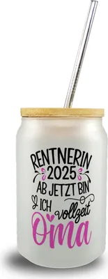 Produktbild von Rentnerin - Vollzeit Oma 2025 Trinkglas mit Bambusdeckel