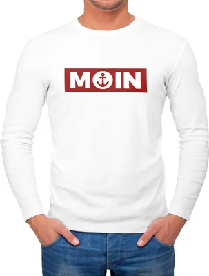 Produktbild von Herren Longsleeve Moin norddeutsch Morgen Anker Langarm-Shirt Fashion Streetstyle Neverless® weiß XXL