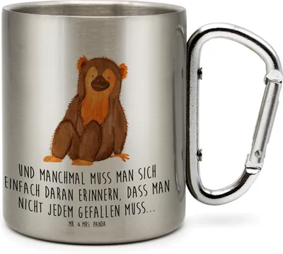 Produktbild von Mr. & Mrs. Panda Teebecher Affe - Transparent - Geschenk, Thermobecher, Selfcare, Becher Aus Edelstahl, Respekt, Teetasse, thermotasse, Liebe, Afrika, Campingbecher