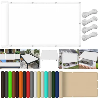 Immagine prodotto di Tenda da sole 110 x 650 cm, colore bianco, idrorepellente, protezione UV del 98%. Tenda da balcone per terrazza e giardino
