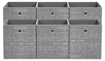 Produktbild von 6-teiliges Aufbewahrungsbox-Set aus Vliesstoff mit Griff | Grau | 26x26x28 cm