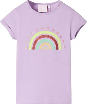 Produktbild von Kinder-T-Shirt Lila Gr. 104 mit Regenbogen-Aufdruck