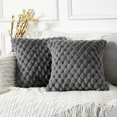 Immagine prodotto di Set di 2 federe decorative, colore grigio, 55 x 55 cm