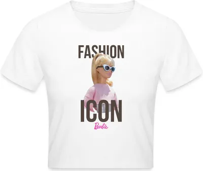 Produktbild von Spreadshirt Barbie Fashion Icon Crop Top, XS, Weiß