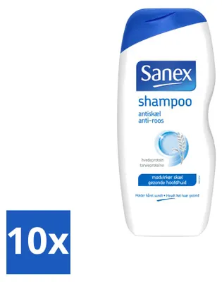 Productafbeelding van 10 x Sanex Anti-roos shampoo - met kamille en tarwe-eiwit - 250 ml - voordeelverpakking - 10 stuks