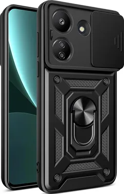Image de Etui pour Xiaomi Redmi 13C 4G avec anneau, support, protection de l'appareil photo, bumper TPU, étui en silicone noir