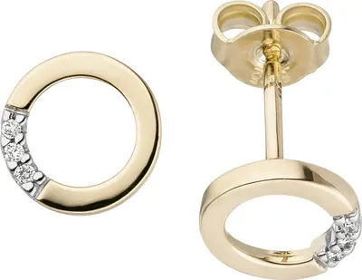 Produktbild von JOBO Ohrstecker rund 585 Gold Gelbgold 6 Diamanten Brillanten Ohrringe Goldohrstecker