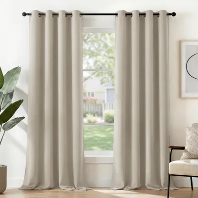 Immagine prodotto di Tende Deconovo per soggiorno, con passanti, oscuranti e termiche, color crema – confezione da 2, dimensioni H290 x L140 cm, beige chiaro