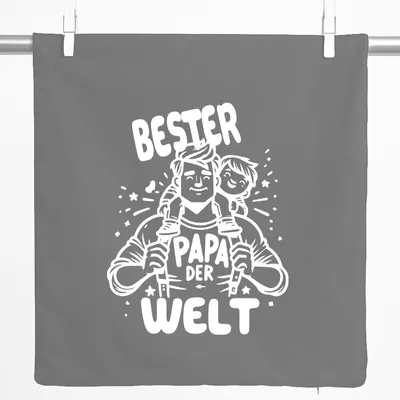 Produktbild von Huuraa Kissenbezug Bester Papa der Welt 40x40cm Steel Grey Baumwolle Dekokissenbezug Geschenkidee