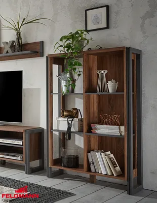 Immagine prodotto di Libreria a libera installazione Scaffale Detroit Stirling Oak / ardesia 90cm Nuovo
