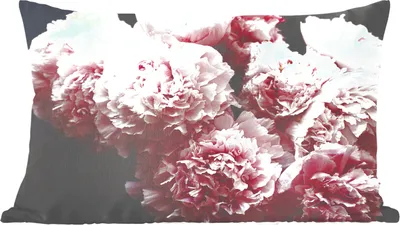Produktbild von MuchoWow® Zierkissen Sofakissen Wohnzimmer Dekokissen 50x30 cm Blumenstrauß aus rosa Pfingstrosen - Wohnzimmerdekoration - Polster mit Photo