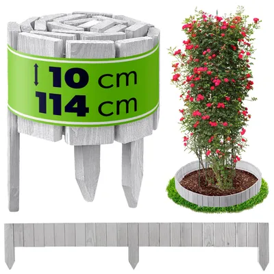 Obrázek produktu pro KADAX dřevěné obruby na trávník, 114 x 10 cm, obruba záhonu, obruba záhonu, pružný dřevěný plot, zahradní plot, plot na zahradu, obruba záhonu (bílá)