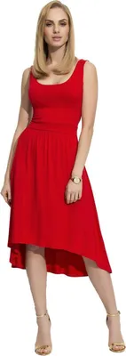 Produktbild von Damen Kleid Trägerkleid Asymmetrisch; Rot S (36)