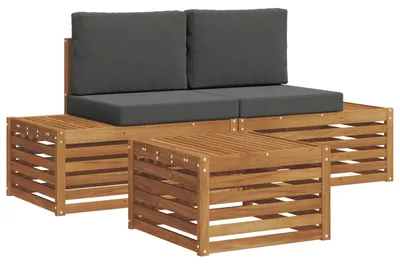 Immagine prodotto di Set divano da esterno vidaXL, colore naturale e antracite, 59 x 59 x 37 cm