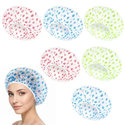 Produktbild von Duschhaube 6 Stück, Elastische Wasserdichte Duschkappe, 27 Cm Durchmesser Für Langes Haar