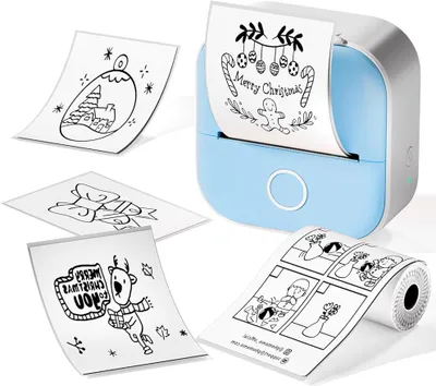 Produktbild von Phomemo T02 Aufkleber Drucker, Tintenloser Mini Thermodrucker für iPhone, Bluetooth Taschen Aufkleber Maker Maschine für Foto und Notizen, Blau