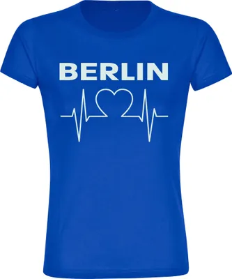 Produktbild von multifanshop Damen T-Shirt - Berlin blau - Herzschlag, blau, Größe 3XL