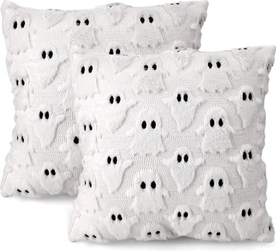 Obrázok produktu pre 2 vankúšové obliečky na Halloween, 45 x 45 cm, zábavná dekorácia s motívom duchov, vankúš na Halloween, jesenná dekorácia do interiéru, Halloween, estetická dekorácia
