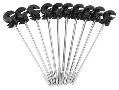 100er Set Holzpfosten-Isolatoren für Elektrozäune, Schraubisolatoren